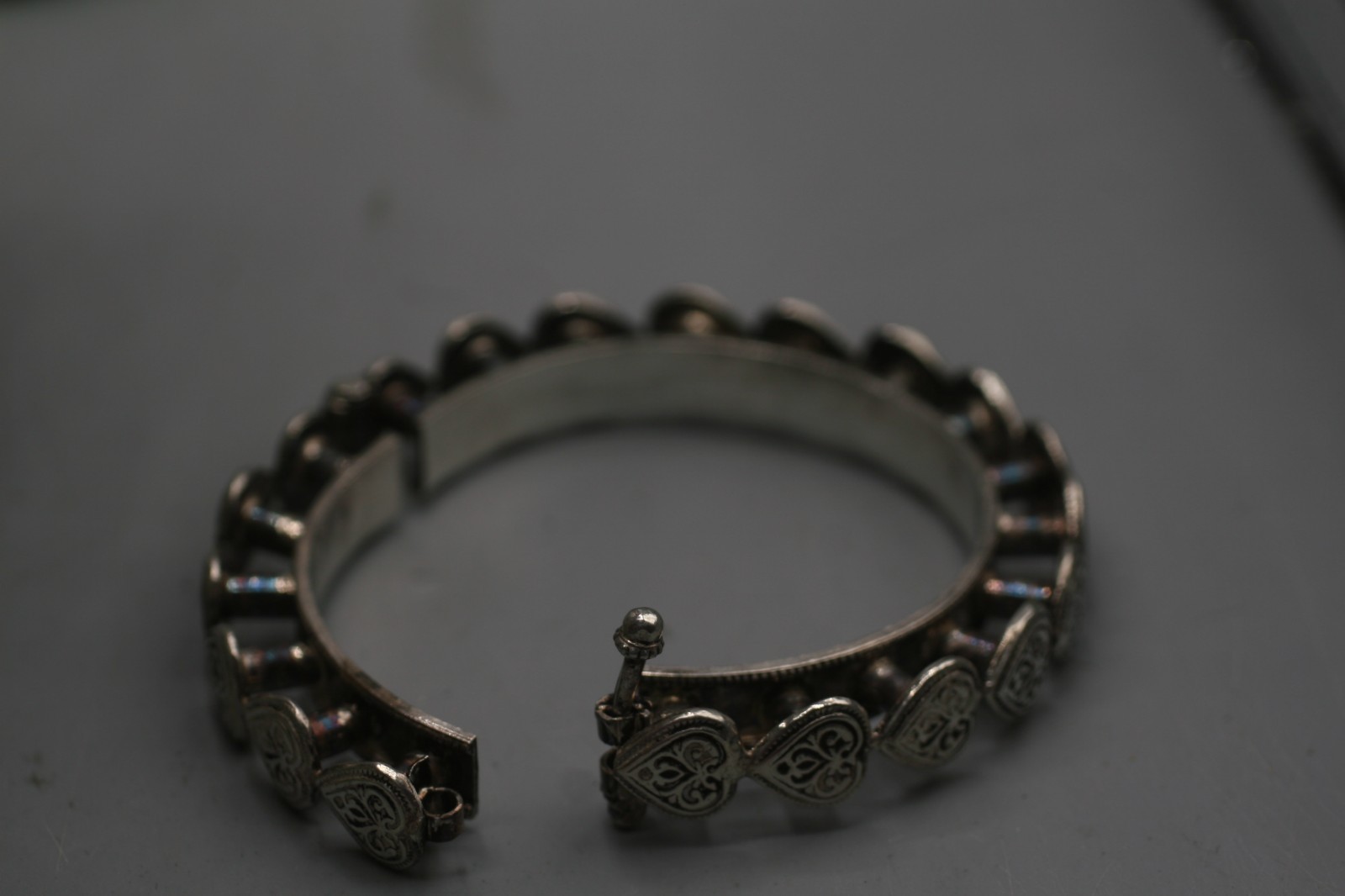 Vintage Sterling Silver 925 Open Hinged Bangle Bracelet 53 GR P10