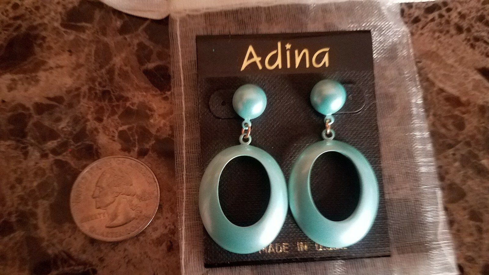 Ladies Vintage, Light Teal Blue, Dangle Earrings! VERY GOOD condition! UNIQUE!