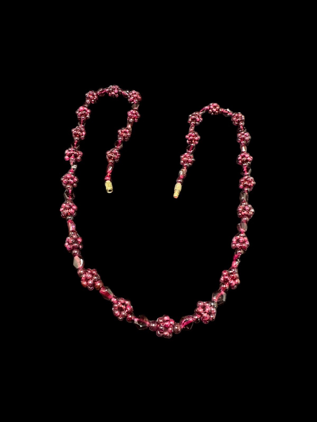 Art Deco Red Garnet Pyrope Necklace Cluster Beaded Berry Accents 26.5 Inches