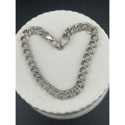 Vintage Italian Sterling Silver Double Rolo Link Bracelet 925 7.75″