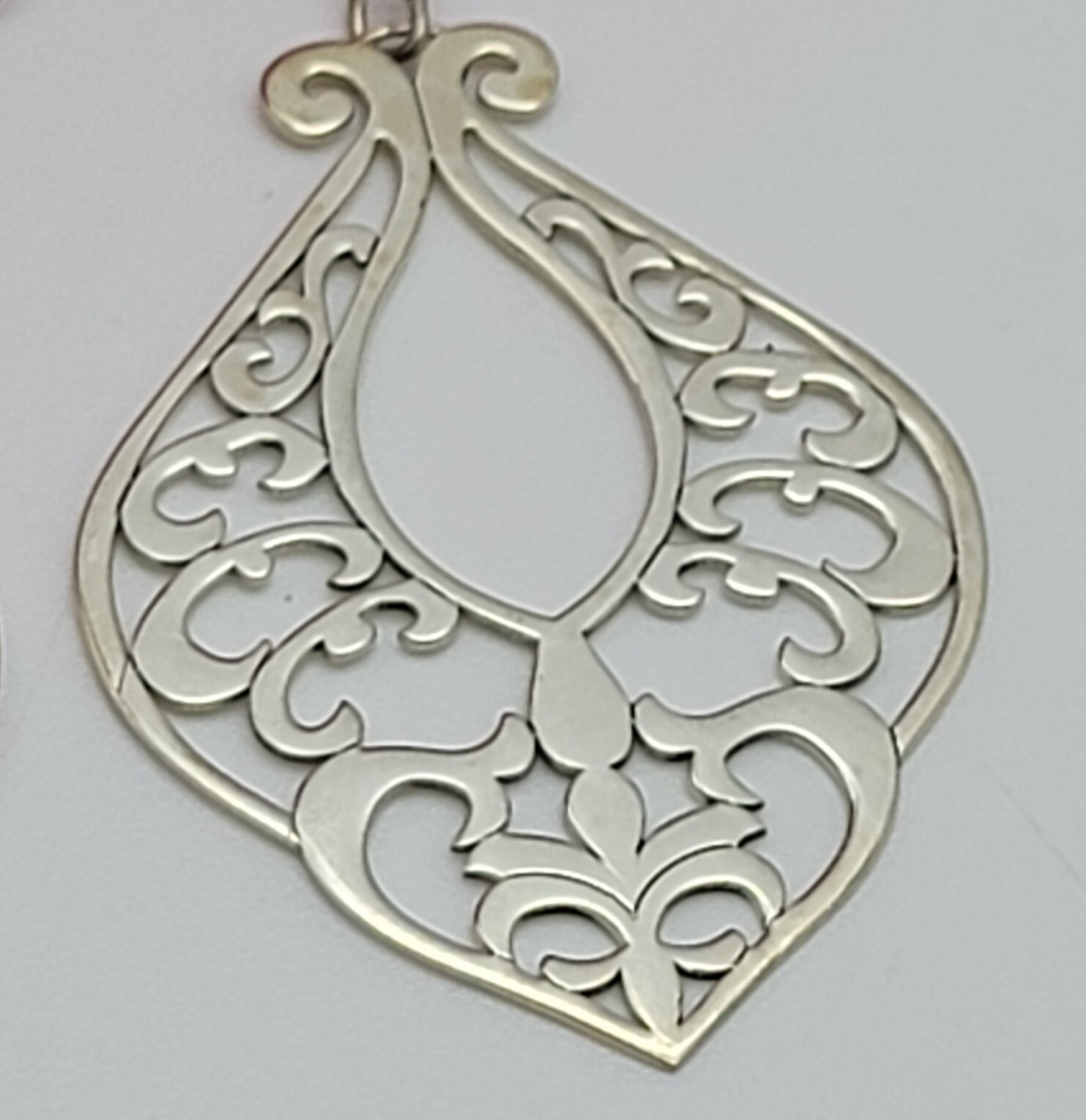 Vintage ATI Mexico 925 Sterling Silver Filigree Drop Earrings French Wire 1.75″