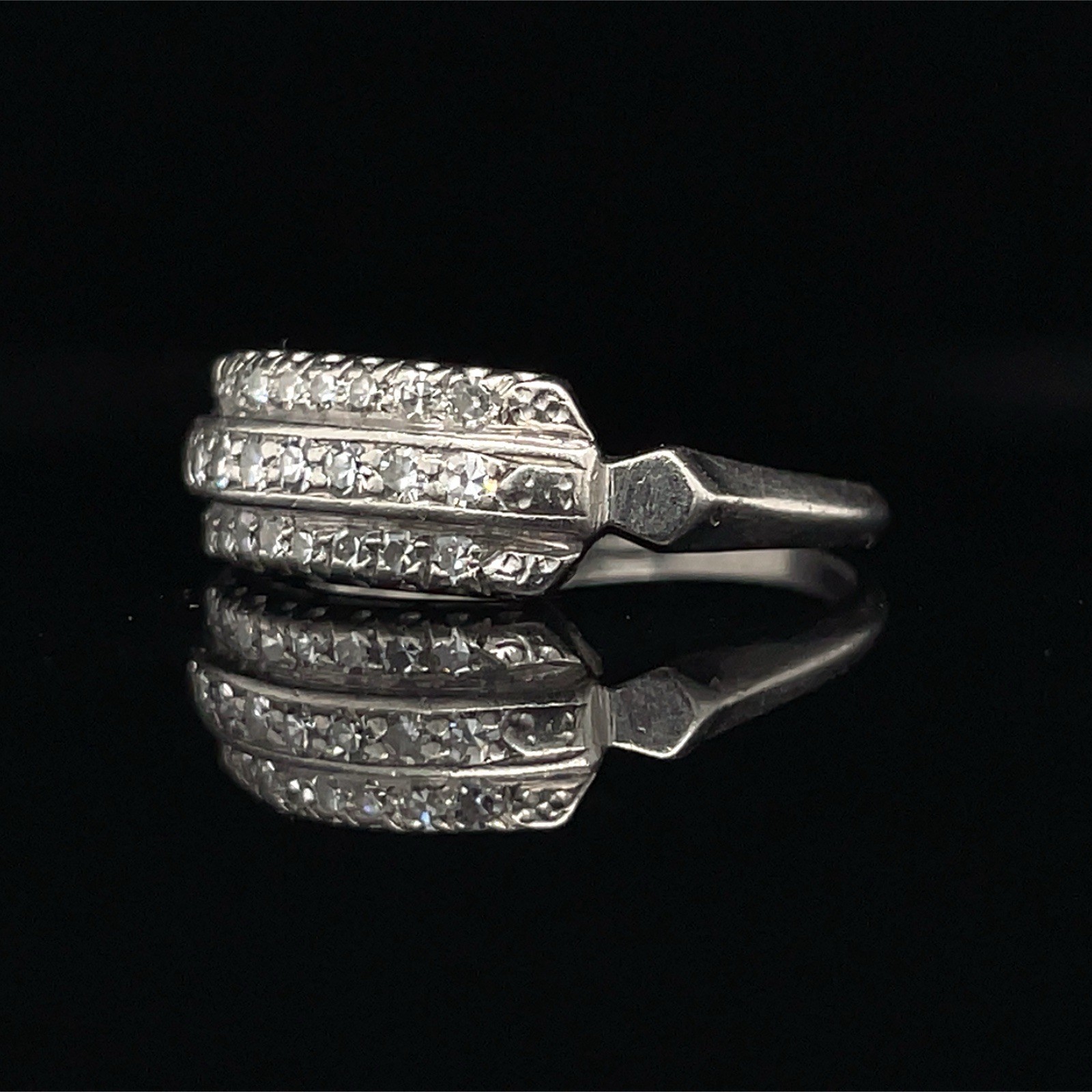 Art Deco 0.35 Carat D VVS2 Platinum Diamond Band Ring Size 6
