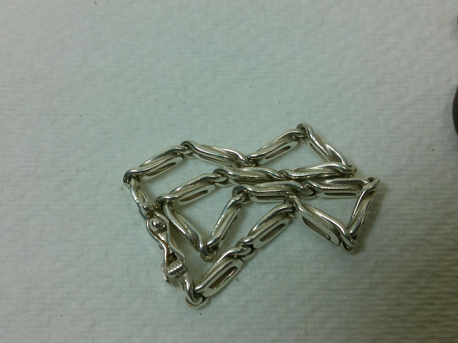 VTG 950 Sterling Silver Anchor Mariner Dbl Linked Chain Tennis Bracelet 8 1/8″