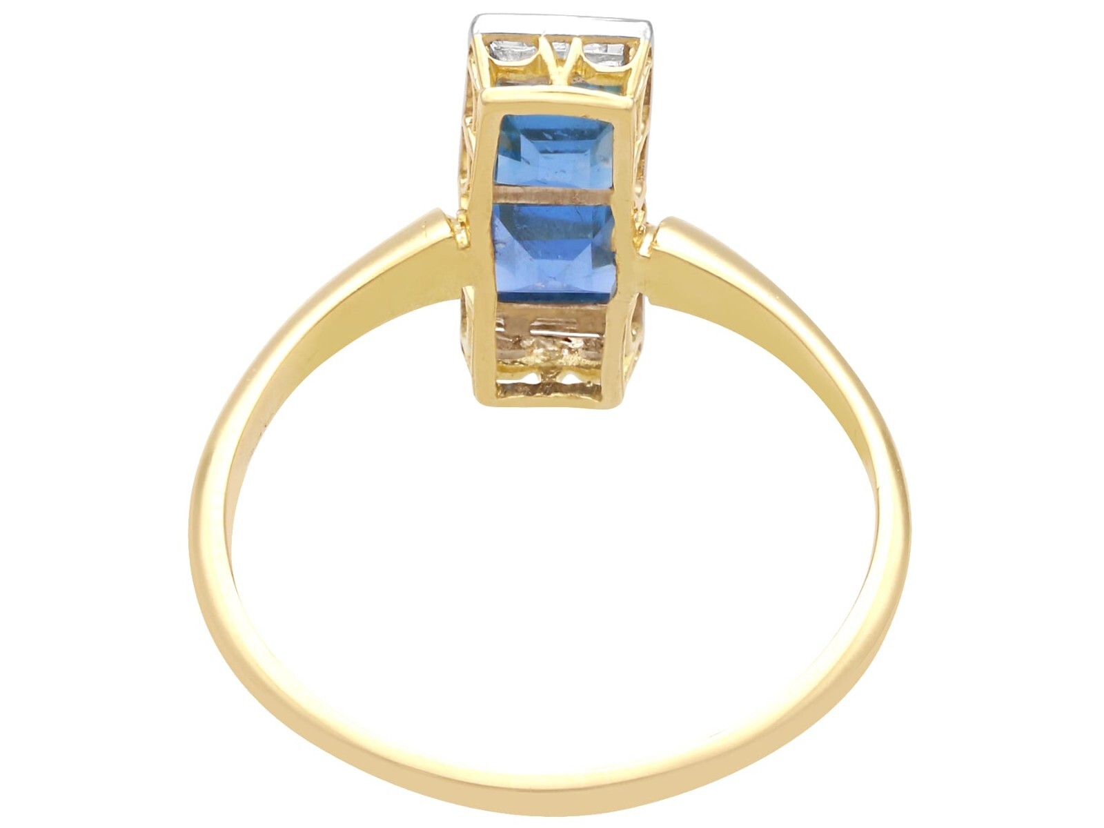 1.50Ct Sapphire and 0.24Ct Diamond 18k Yellow Gold Dress Ring Circa 1930