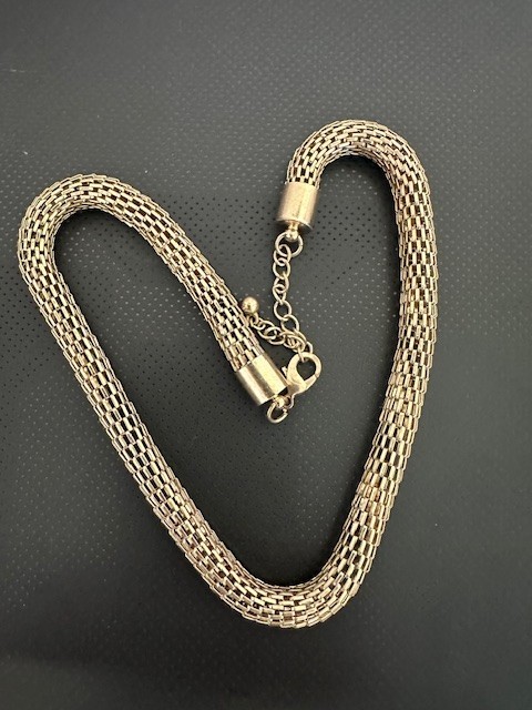 Vintage Chunky Link Mesh Chain Collar Necklace 16-18 ” Adjustable