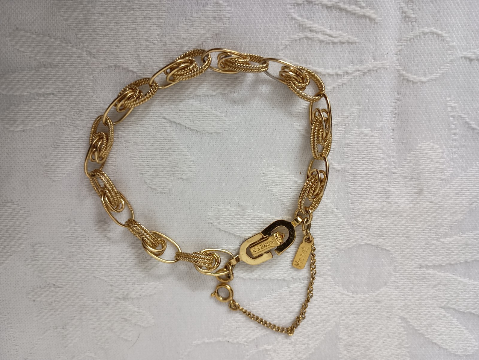 Vintage Monet Gold Tone Chain Link Starter Charm Bracelet