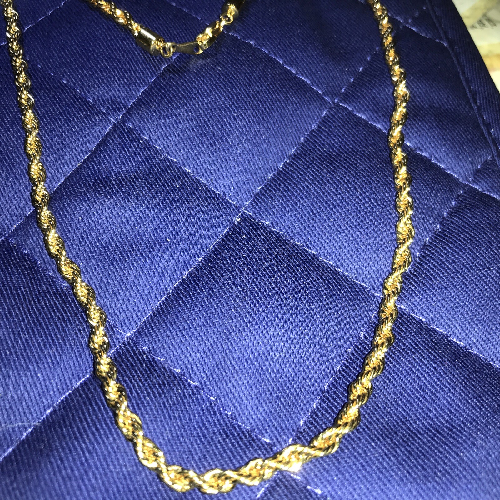 Vintage 16-in Gold Tone Rope Necklace Lobster Claw Clasp Signed Korea