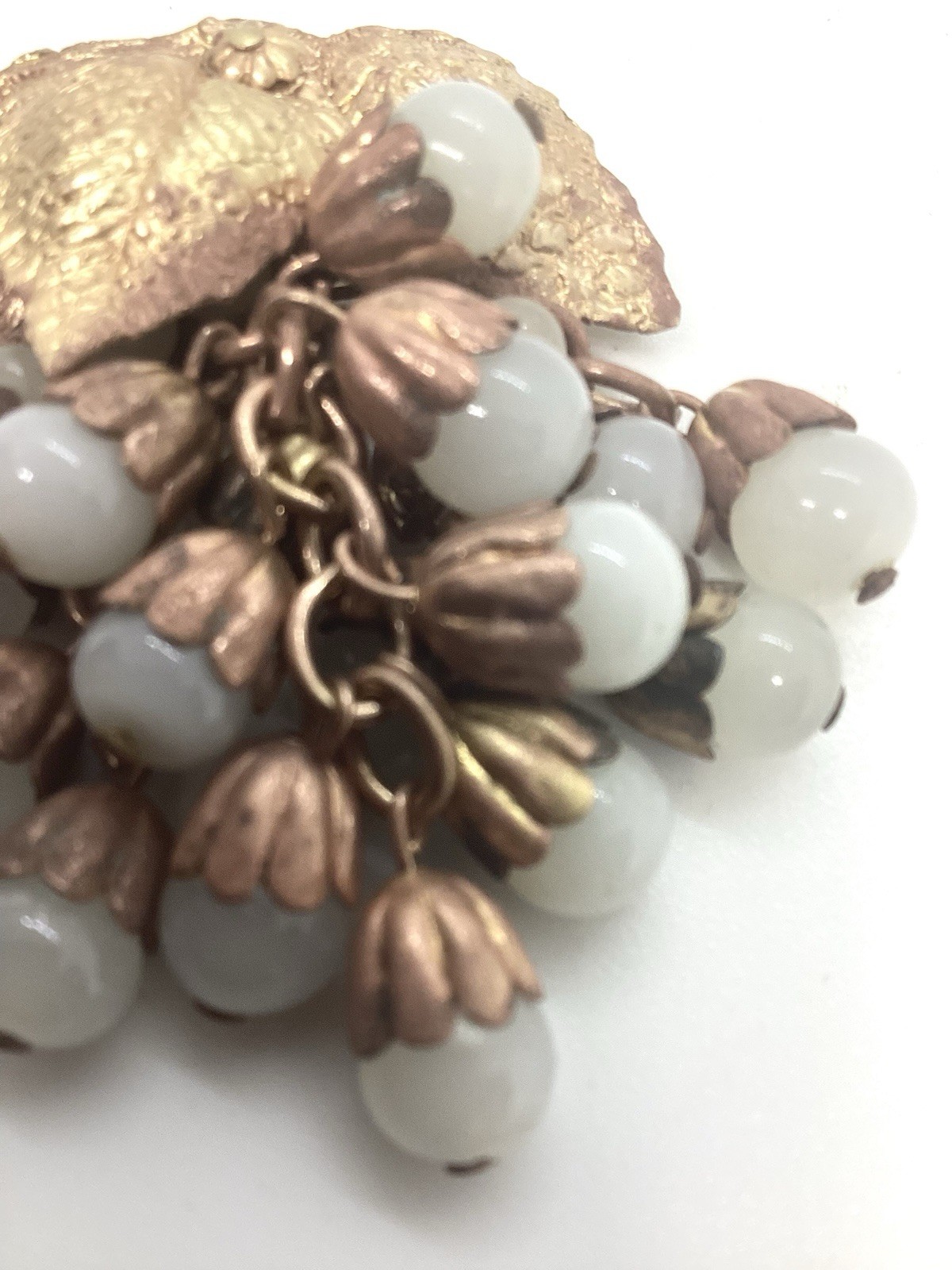 Miriam Haskell Early Handmade Gripiox Drop Dangle 2 Inch Brooch