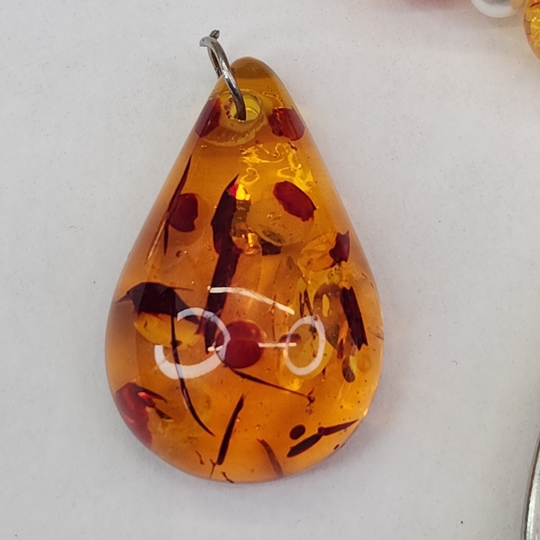 Faux Amber Necklace Lot of 6 Pendants Beads