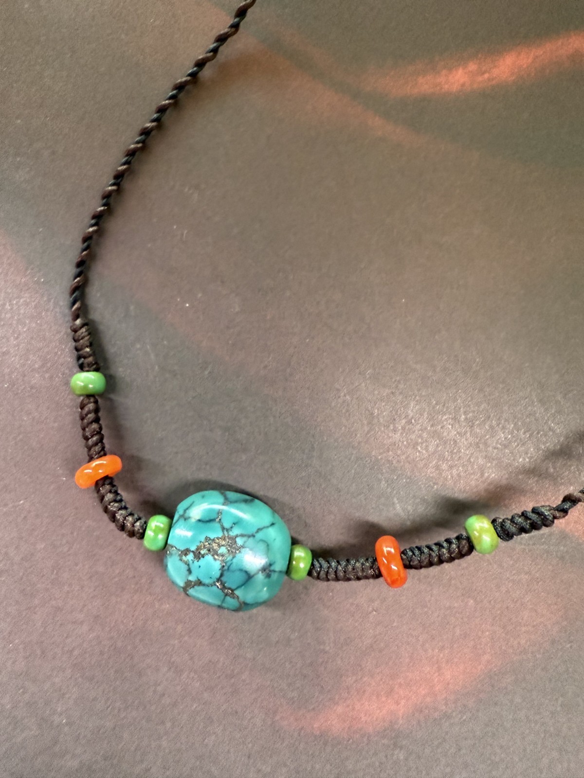 Vintage Tibetan Turquoise Bead Necklace | Handcrafted Traditional Amulet