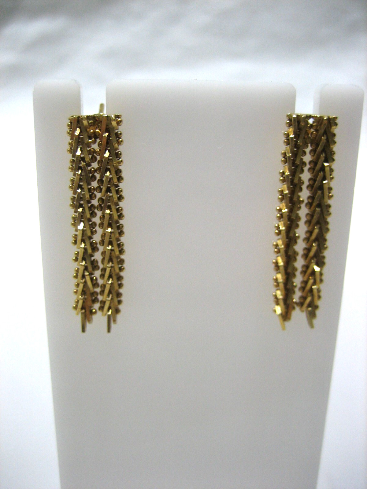 VINTAGE 18K YELLOW GOLD RICCIO CHAIN DANGLE TASSEL EARRINGS 6.4 GRAMS