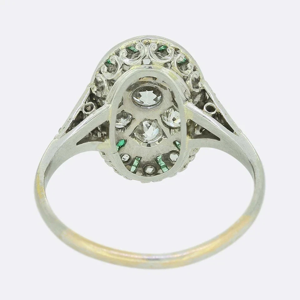 2Ct Art Deco Style Lab Created Diamond & Emerald Wedding 14K White Gold FN Ring
