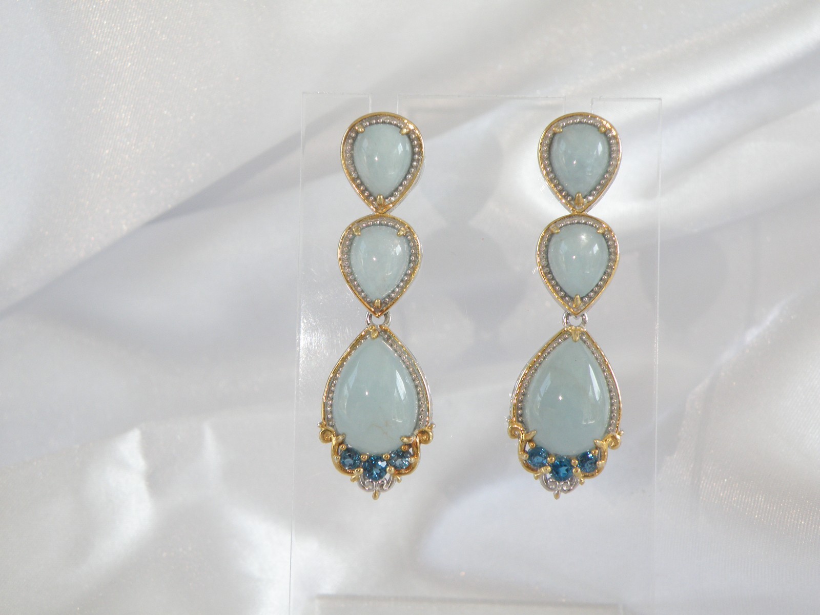 Gem En Vogue Michael Valitutti Sterling Silver 925 Milky Aquamarine Earrings