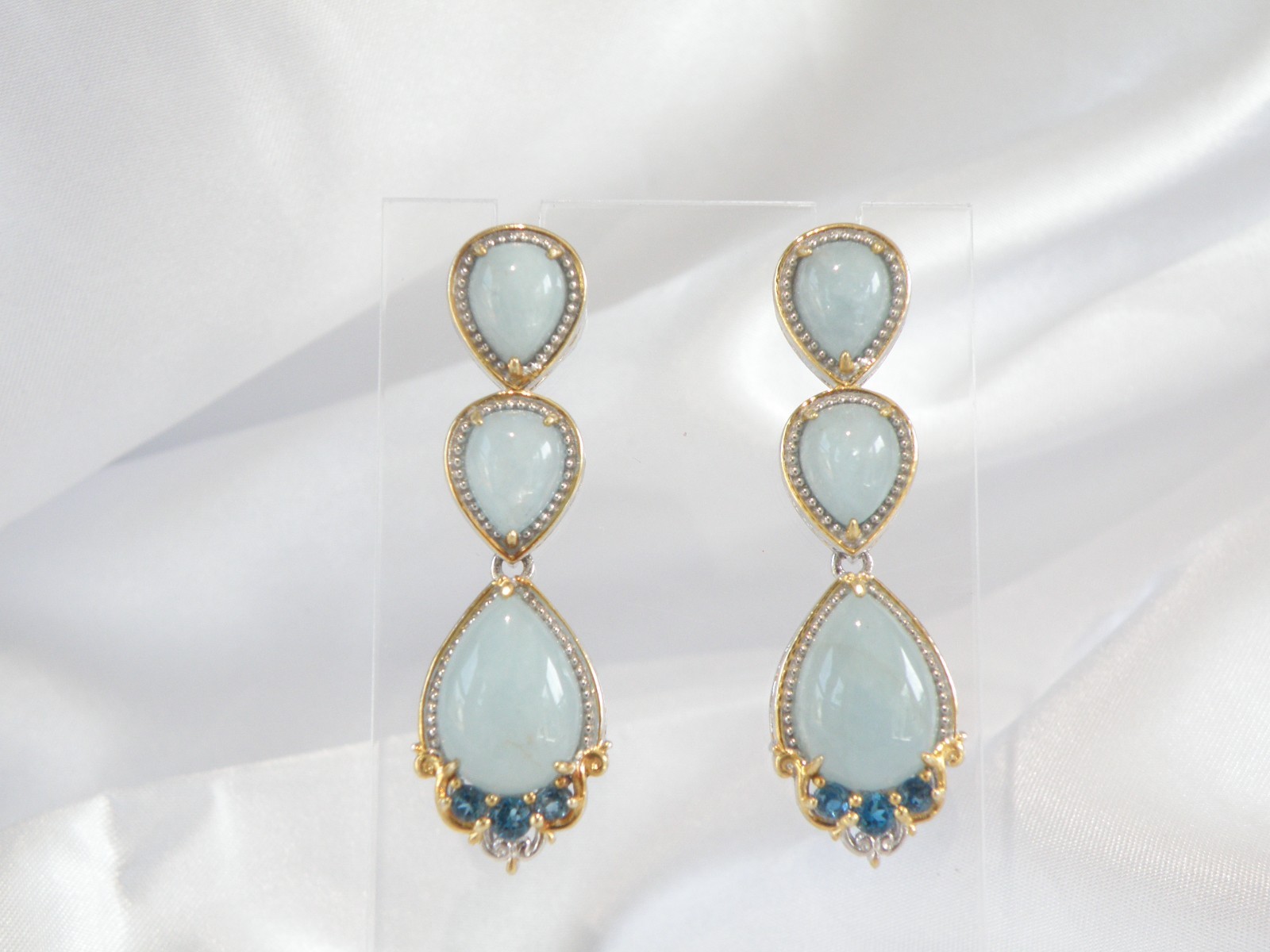 Gem En Vogue Michael Valitutti Sterling Silver 925 Milky Aquamarine Earrings