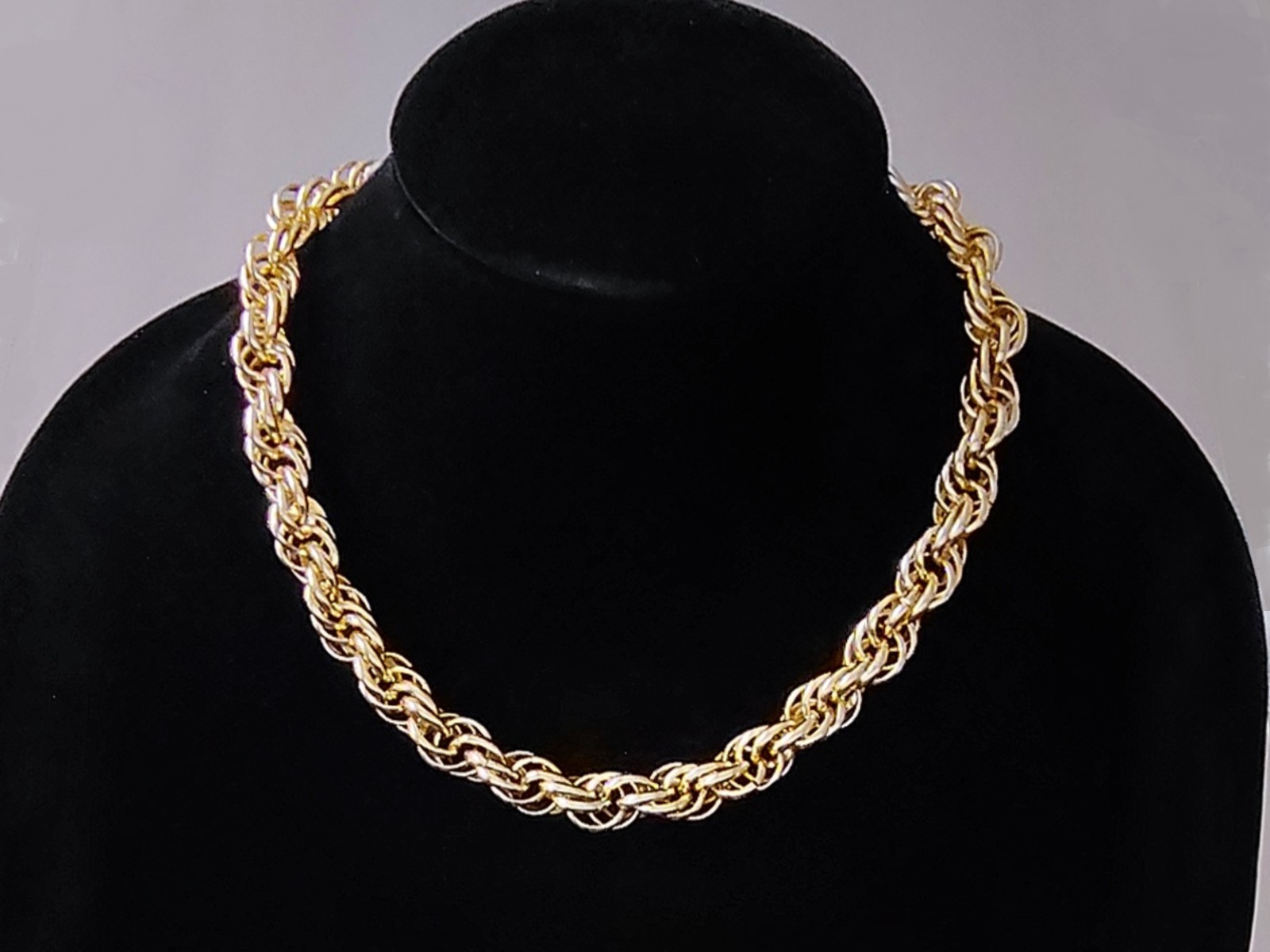 Vintage Goldtone Aluminum Light Weight Large Link Chain Necklace 18″ Long