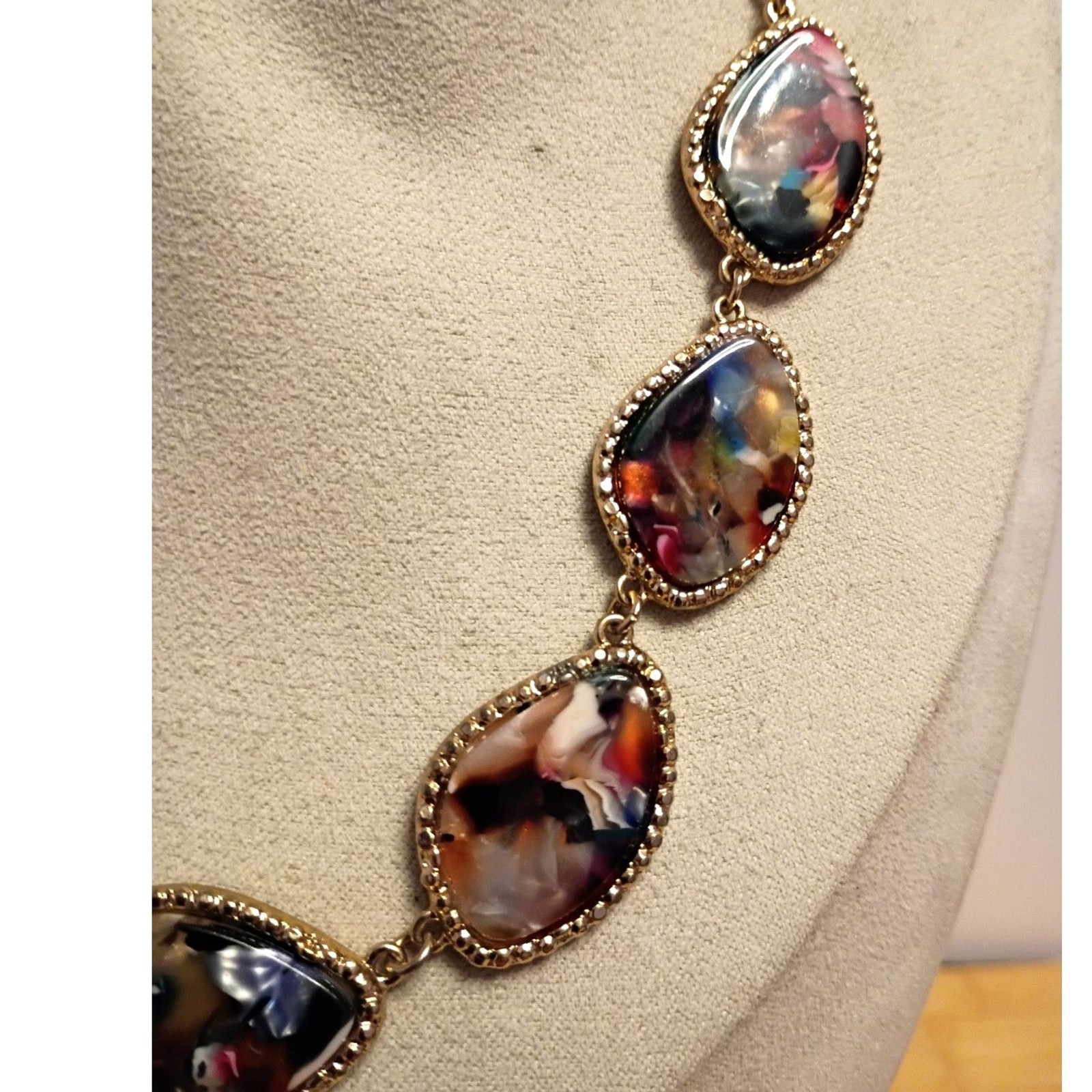 Sugarfix by Baublebar Gold Tone Necklace Colorful Stones Gems Embedded In Resin