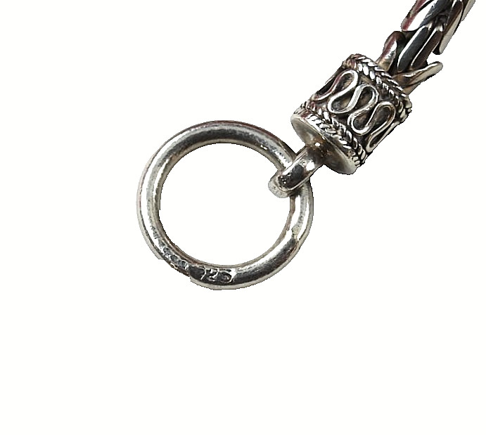 Sterling Silver 925 Wheat Spiga Bracelet Toggle Clasp Engraved Bali Style 7.5