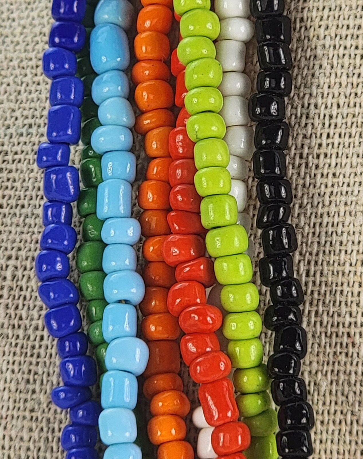 Vintage Multicolor Multi-Strand Beaded Necklace 19 in Toggle Clasp Acrylic Boho