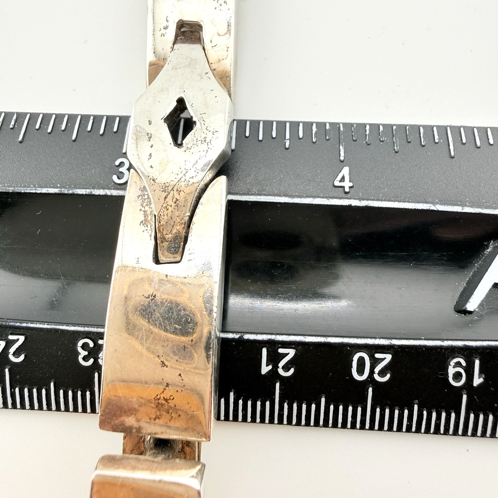 Vintage Heavy Sterling Silver Bracelet Mexico 925 Geometric Link 62.5 Grams 7.5”