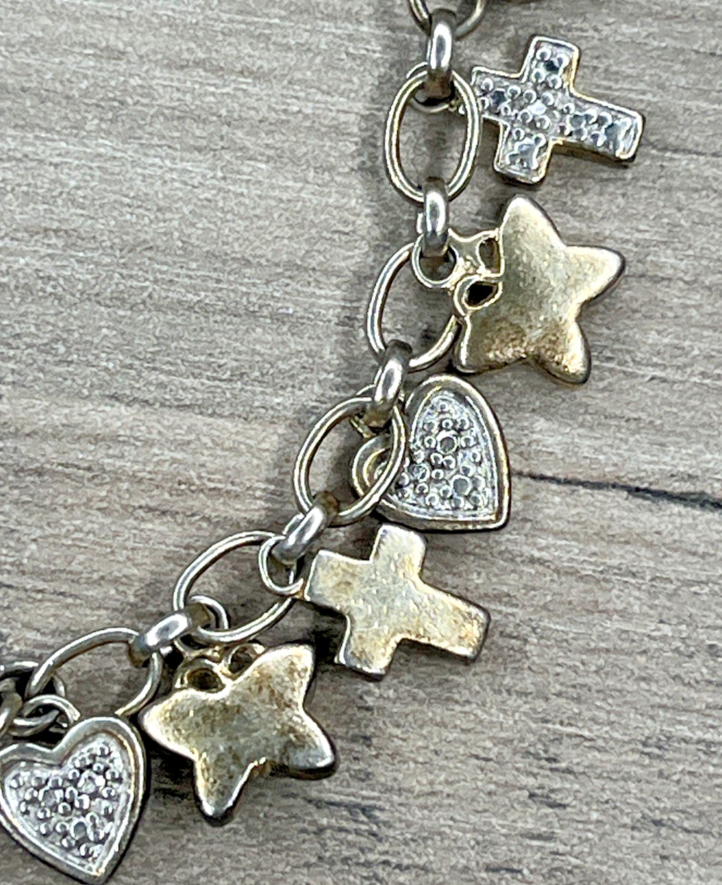 Sterling 925 Gold Wash Delicate Charm Bracelet Cross Heart Butterfly Ross Simons
