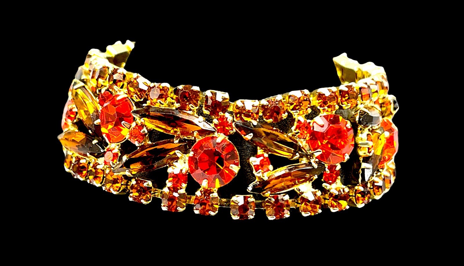 RARE JULIANA D&E GOLD-TONE ORANGE TOPAZ RHINESTONE STICKS & STONES BRACELET BOOK