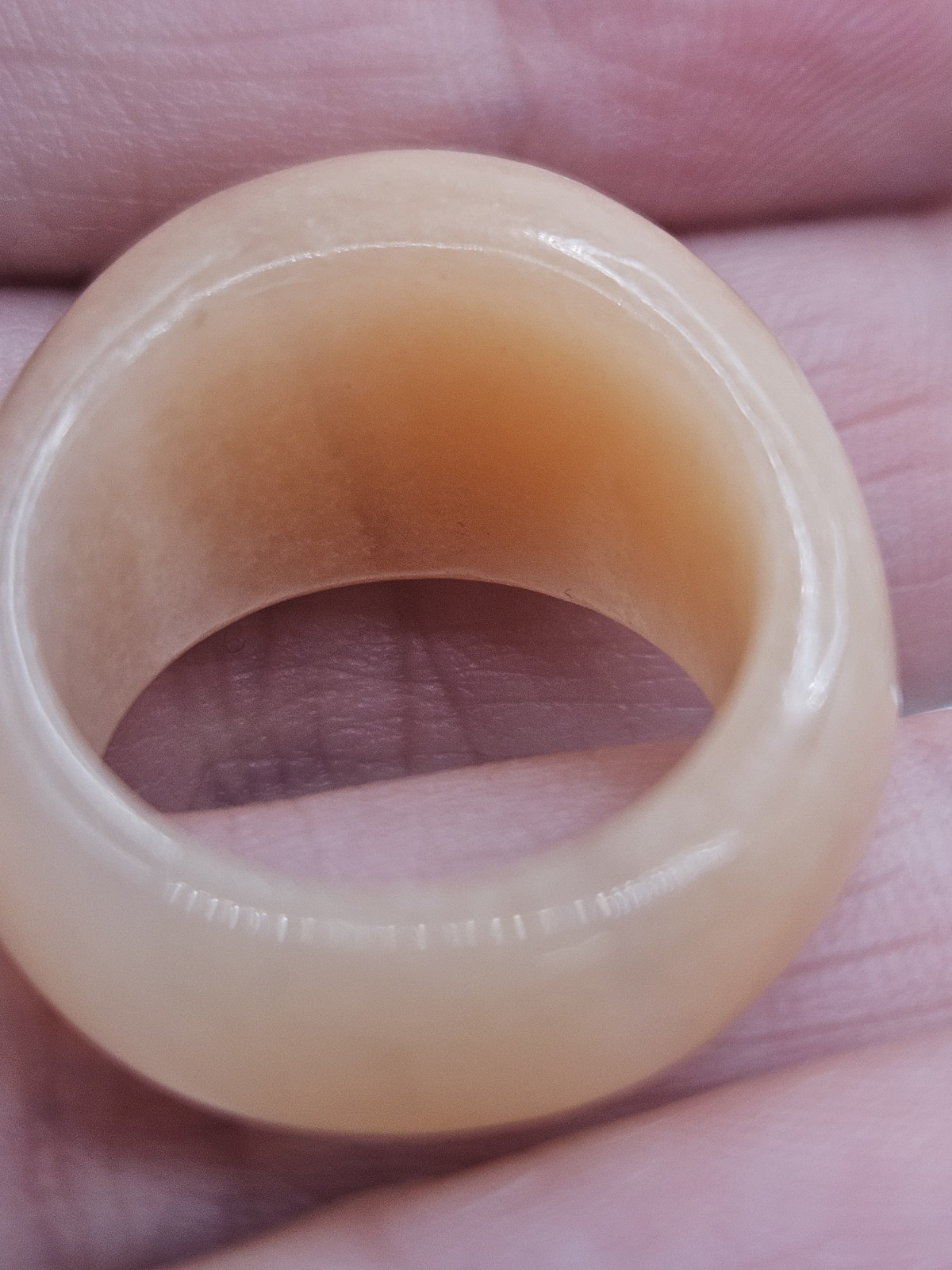 Vintage Solid Peach Color Stone Dome Band Ring Size 5.5