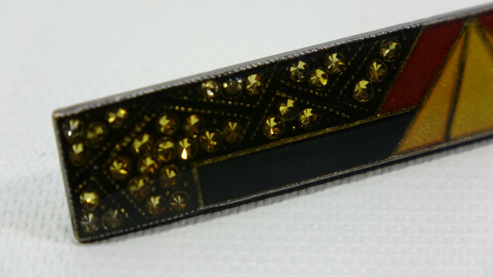 Art Deco Style Enamel Bar Pin With Safety Clasp Lapel Pin – Gold & Black Colors