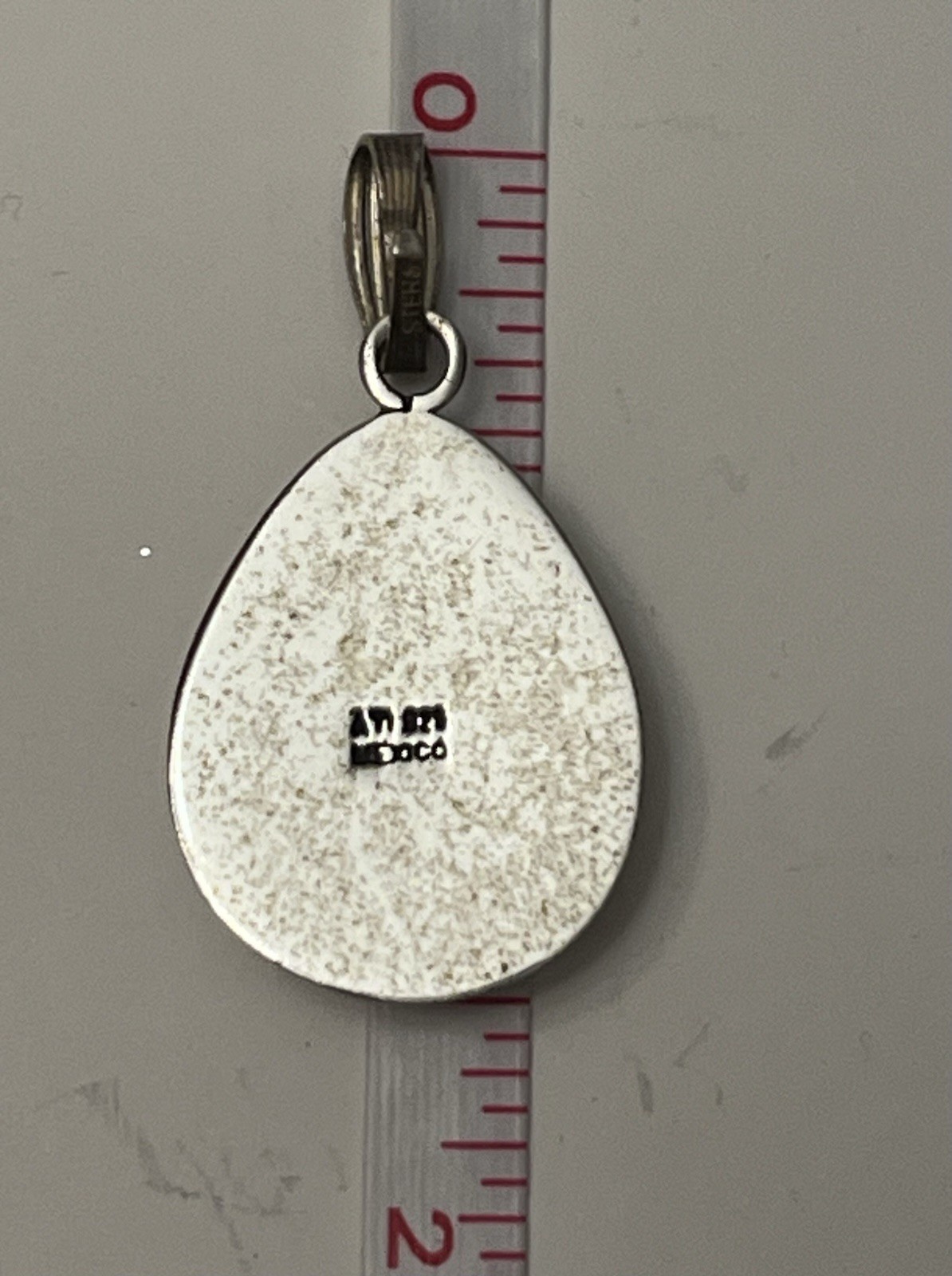 VTG Sterling Silver MEXICO ATI Abalone Inlay Teardrop Pendant