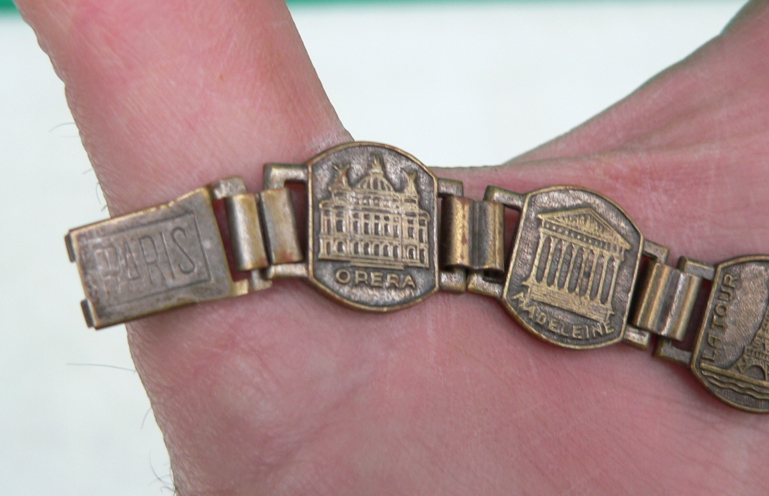 WWII Era Bracelet Souvenir PARIS France Historical Landmark Scene 1940s