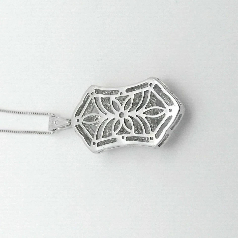 Art Deco Style Lab Created Diamond Engagement Wear 14K White Gold Finish Pendant