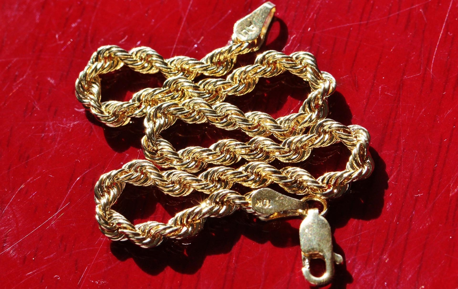 10k yellow gold bracelet 7.0″ rope chain vintage 1.6gr