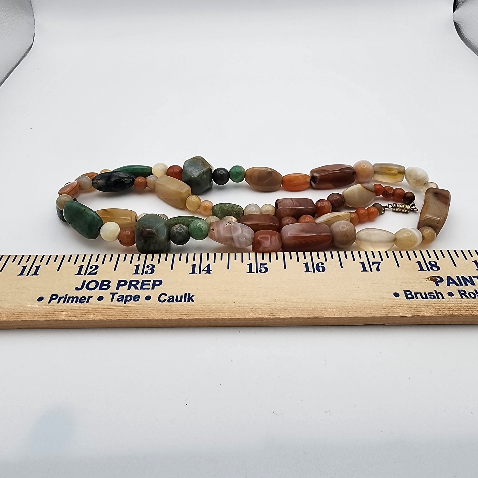 VTG Natural Stone Chunky Beaded Statement Necklace Women’s Earth Tones Boho GUC