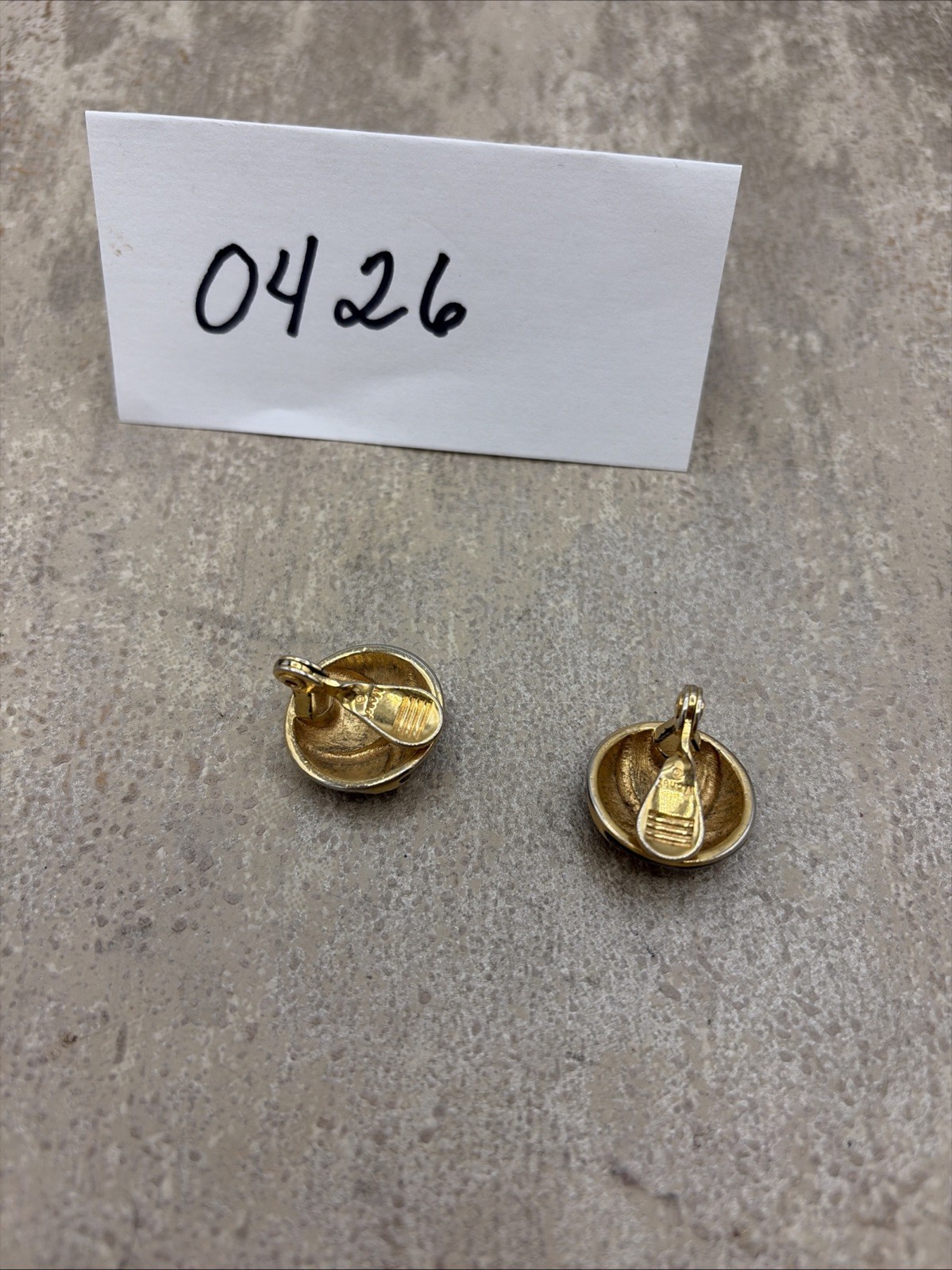 Vtg Monet Clip-on Earrings With Black Enamel Finish And Gold Tone Cross Design