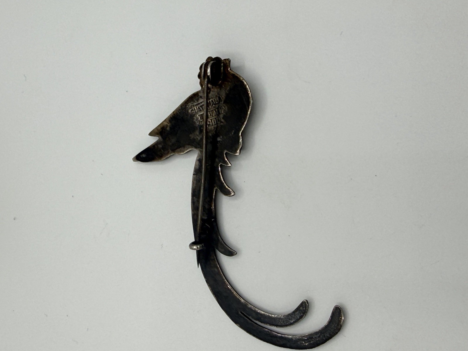 Vintage Silver Quetzal Bird Brooch Signed La Dama Studio Guatemala 900 Silver