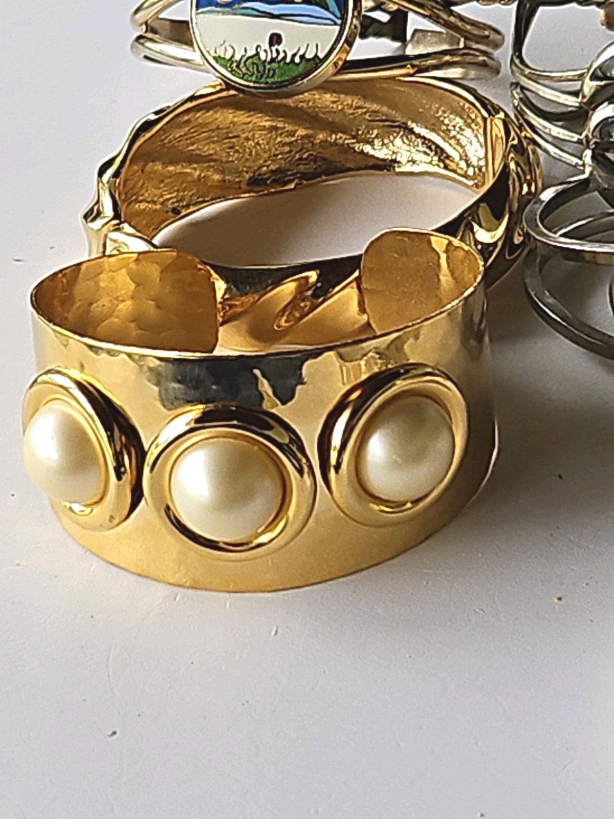 Vintage Costume Jewelry Bracelet Lot of 3 Hinged Clamper 5 Open Cuffs 1 Bangle