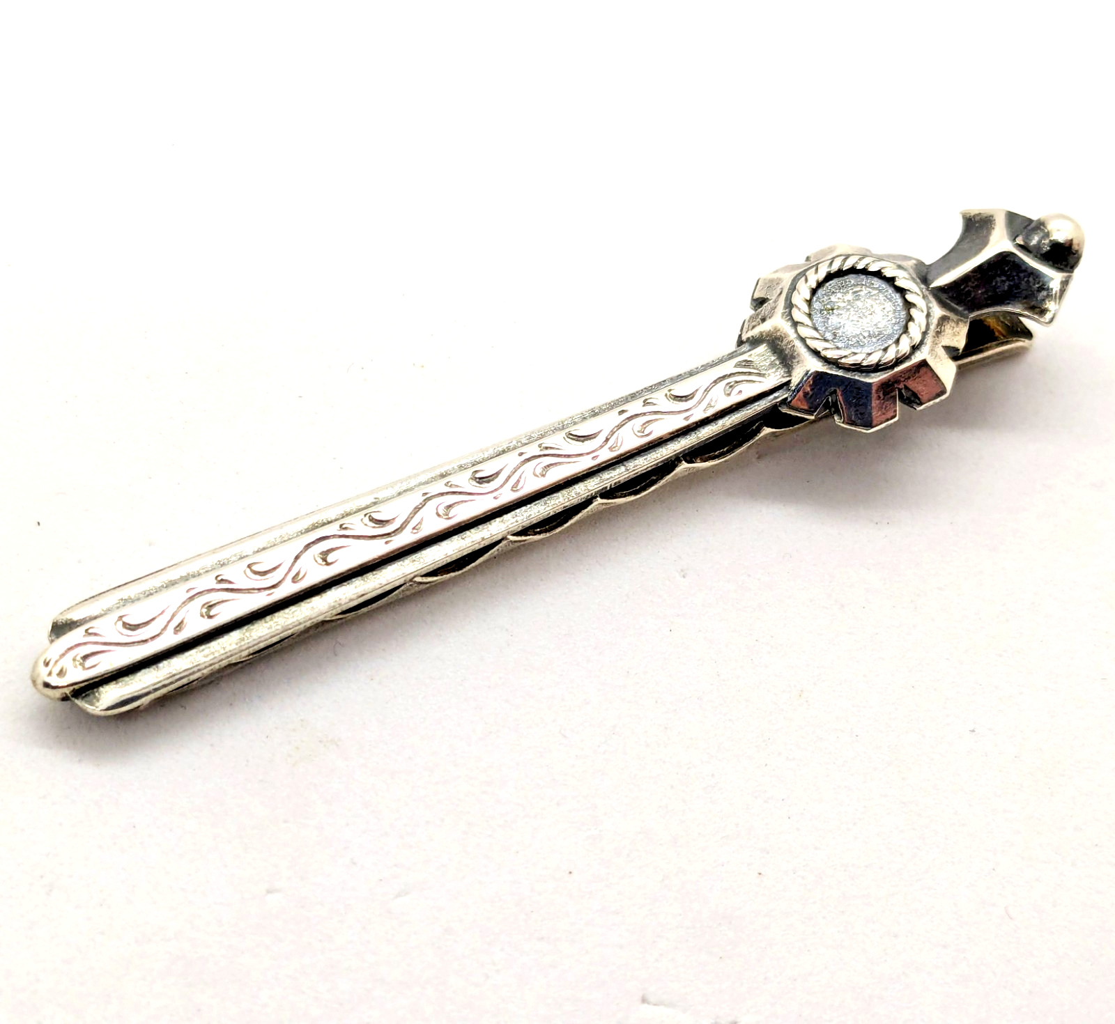 Vintage Luxury Soviet tie Clip made of ⭐875 Silver with the Star USSR hallmark#4