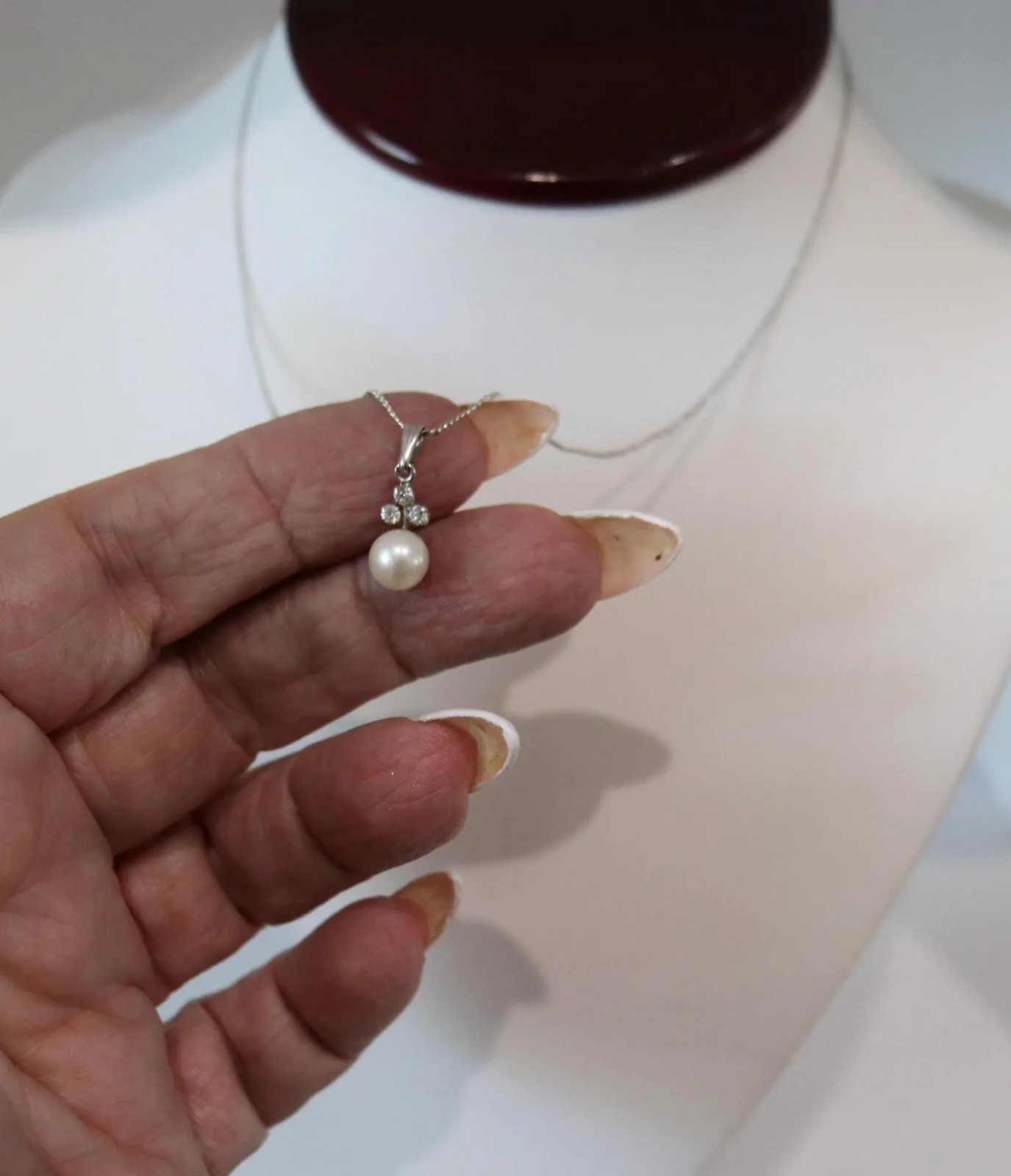 Vintage 12k White Gold Filled Cultured Pearl Topaz Pendant Earring Set See Video