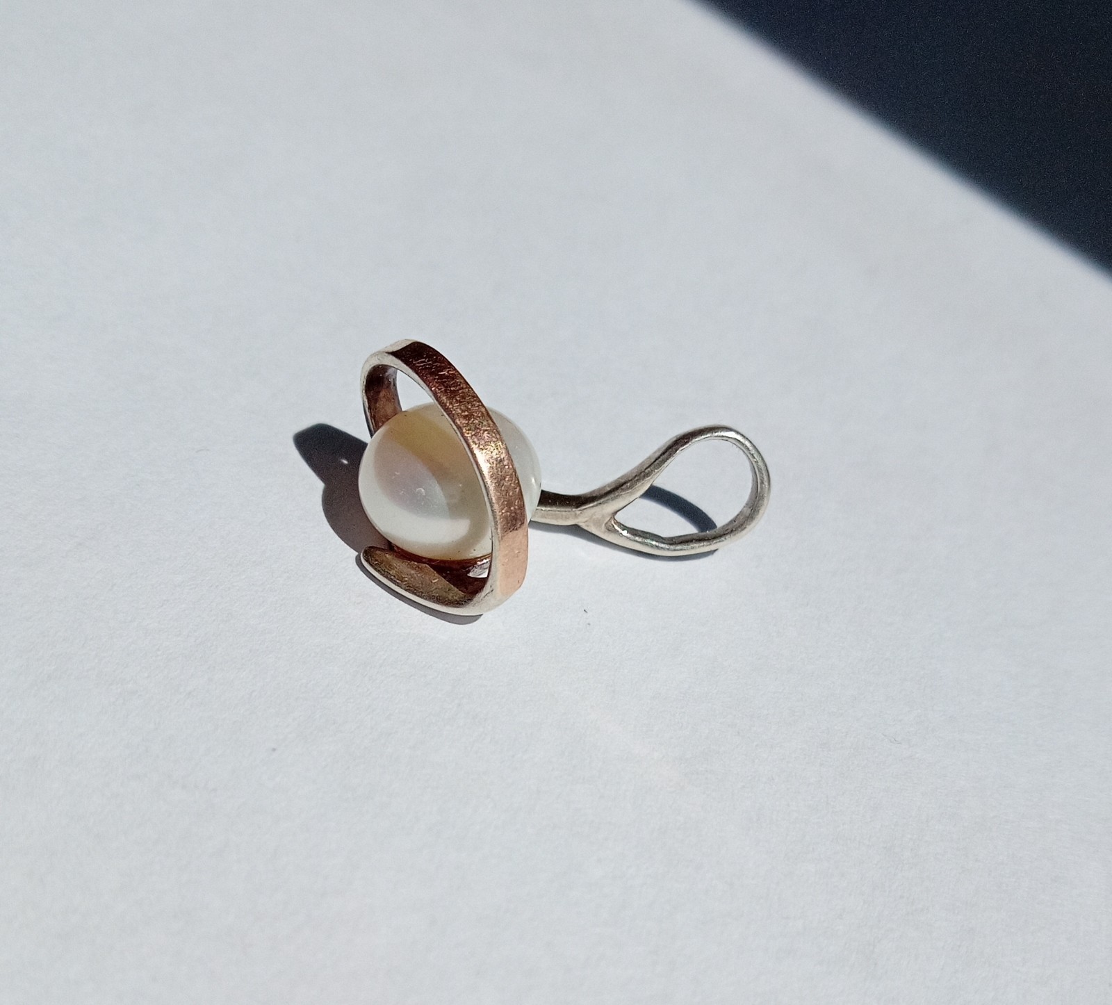 Vintage pearl Pendant Sterling Silver 875 Gold 375 test Beautiful Women Jewelry