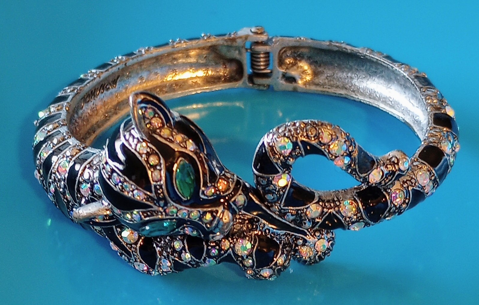 Betsey Johnson Jewelry – Tiger Black Enamel & Rhinestones Magnetic Bracelet