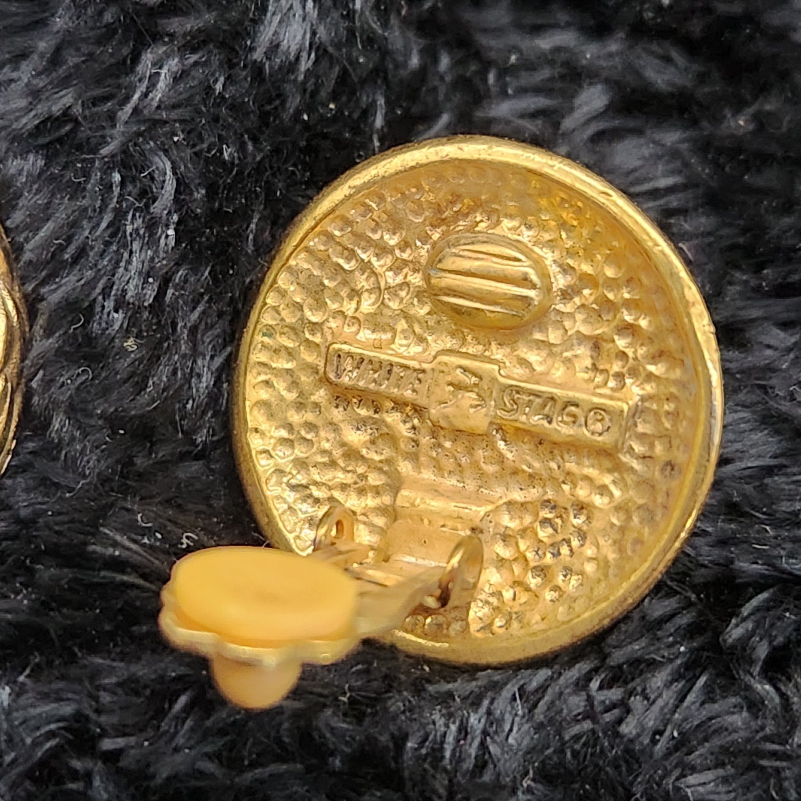 White Stag Faux Pearl Surrounded By Gold-tone Robe Clip-on Earrings