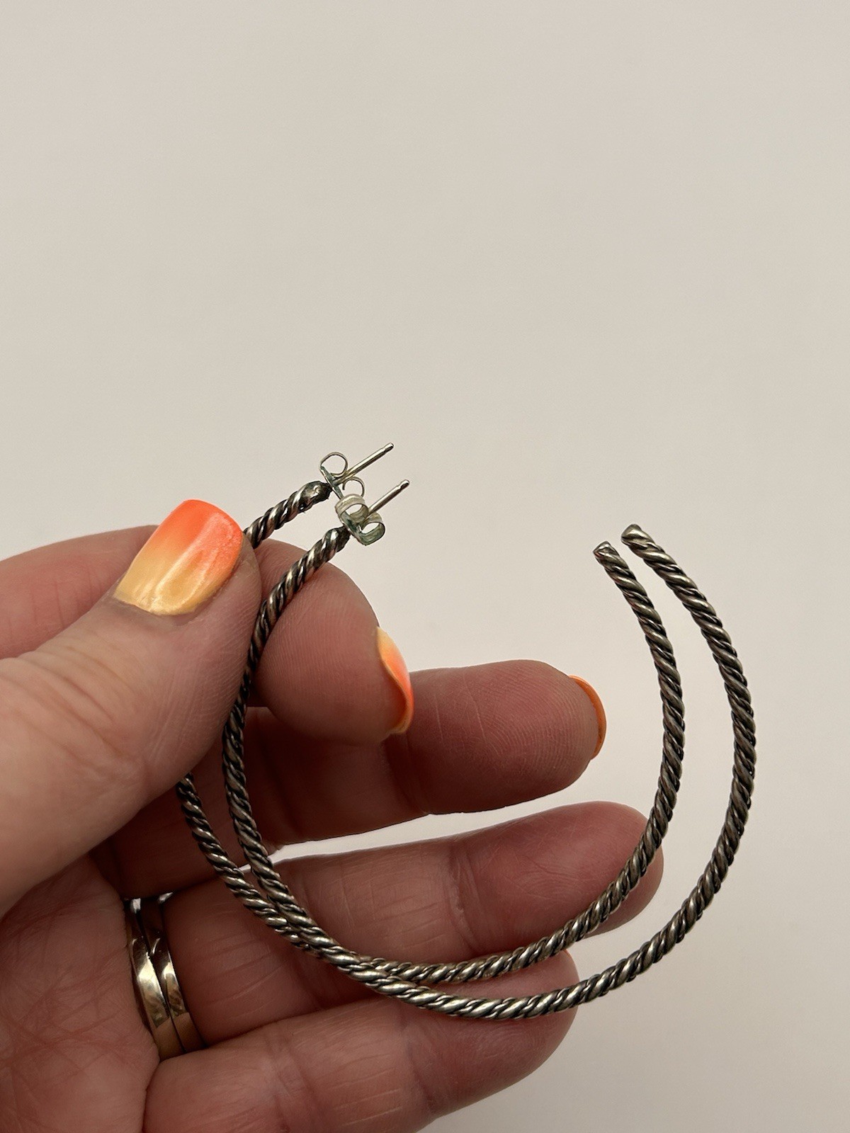 Sterling Silver Twisted Large Hoop Earrings Very Light Weight!!!!