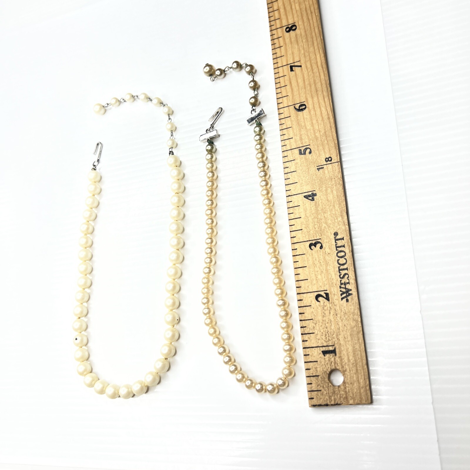 H3.26 Lot Silver Hook Clasp Choker 60s Glam Deco Vintage Flapper necklace 14”