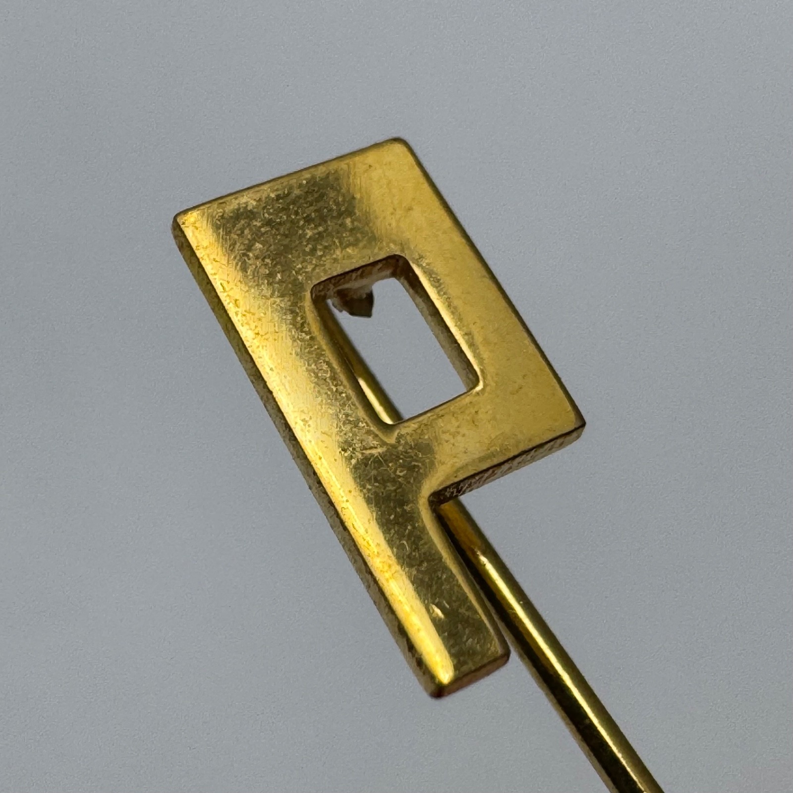 Mid Century Modern Initial Stick Pin Letter P Gold Tone Vintage Brooch