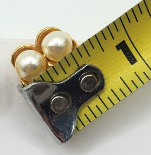 Napier Elegant Vintage Earrings Clip On Screw Back Gold Tone Faux Pearl 1/2″inch