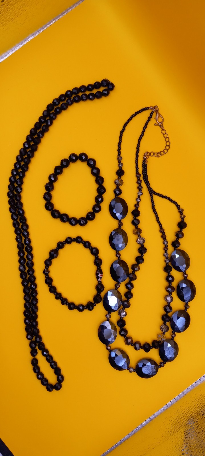 Vintage Black Faceted Crystal Glass Small Jewelry Lot