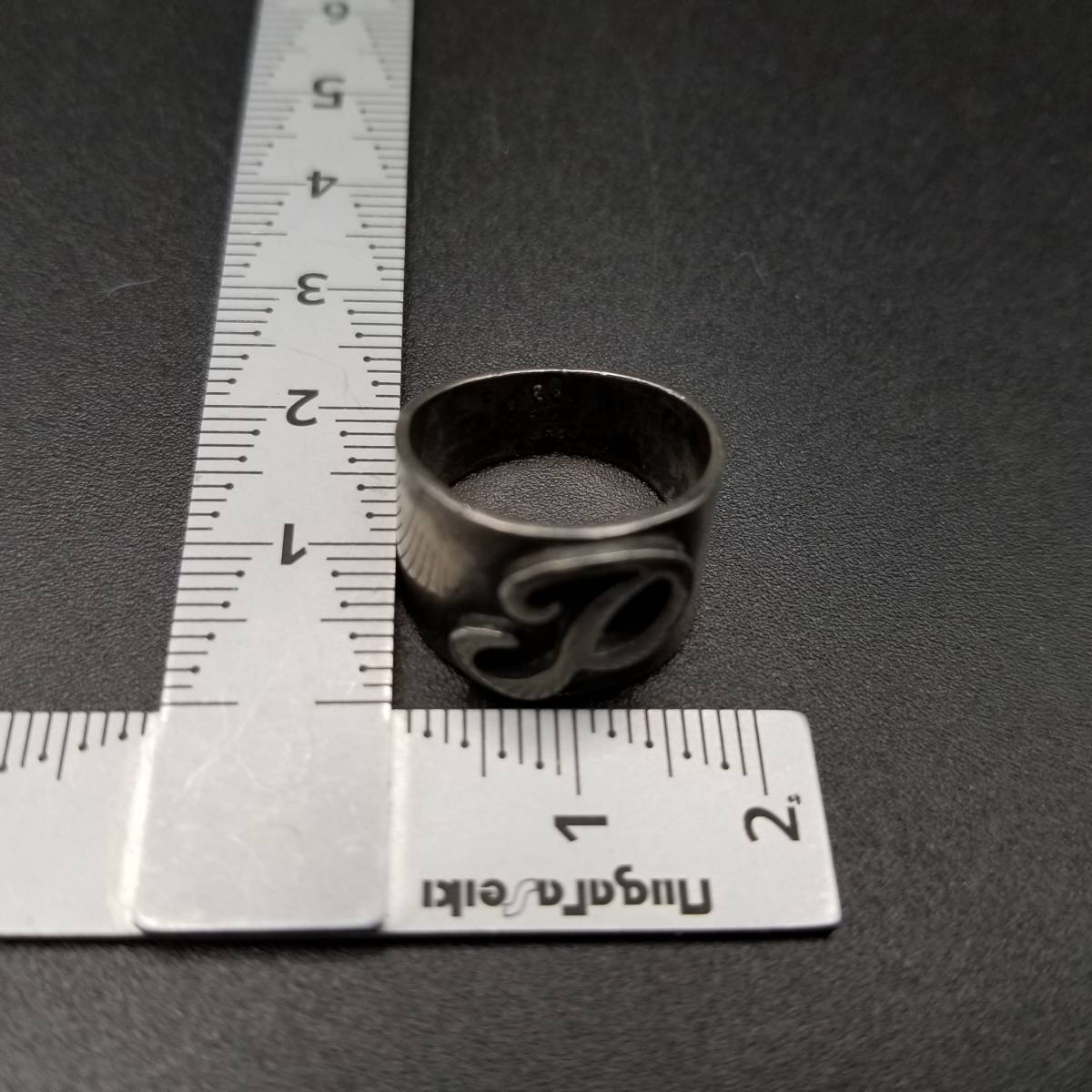 W.J.BRICE Initial Letter P Monogram 925 Silver Vintage Ring Silver Ring Wide