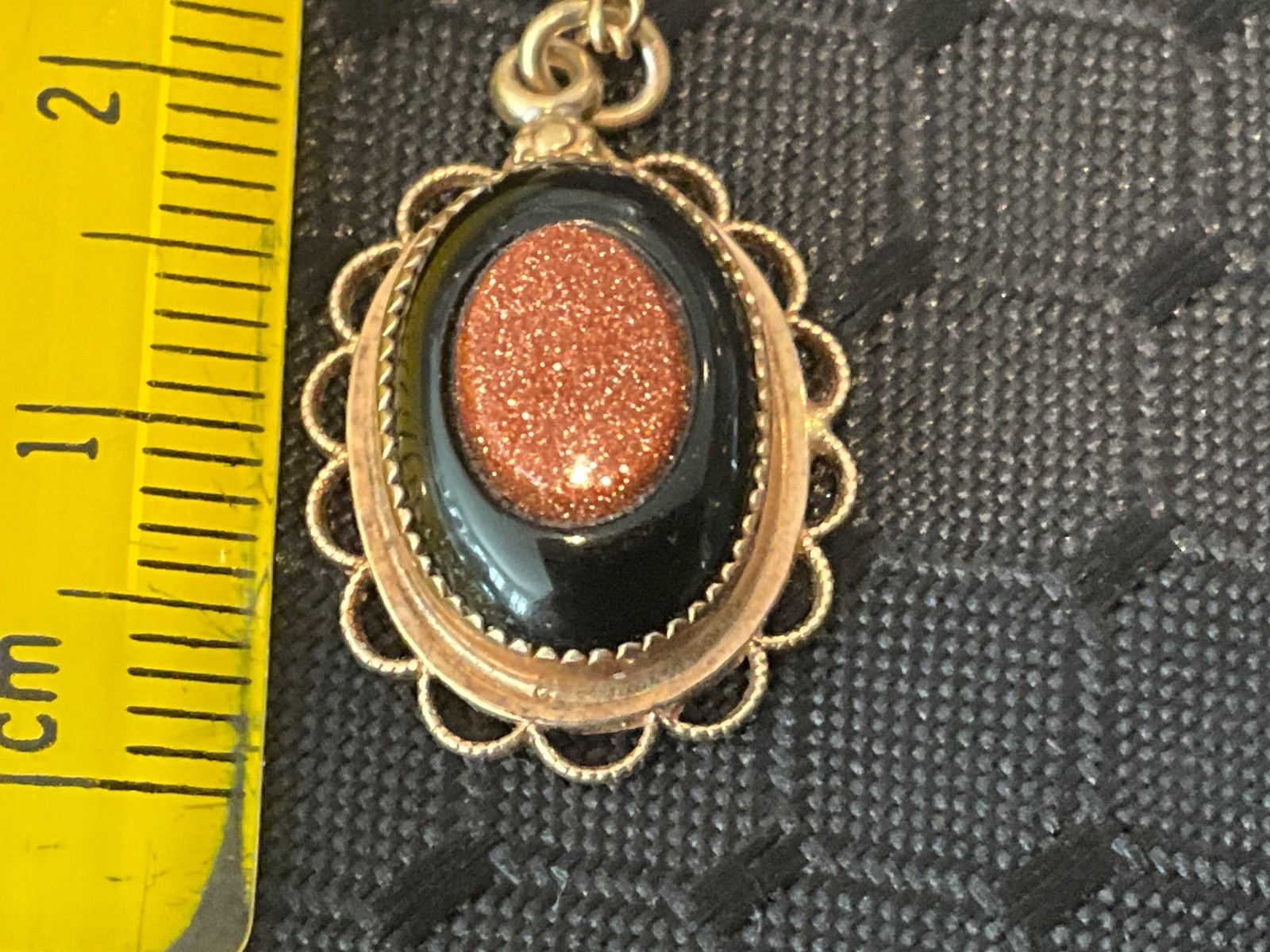 Vtg. 1950’s AMCO 14k Gold Filled Necklace (15”),And Goldstone Pendant (unmarked)