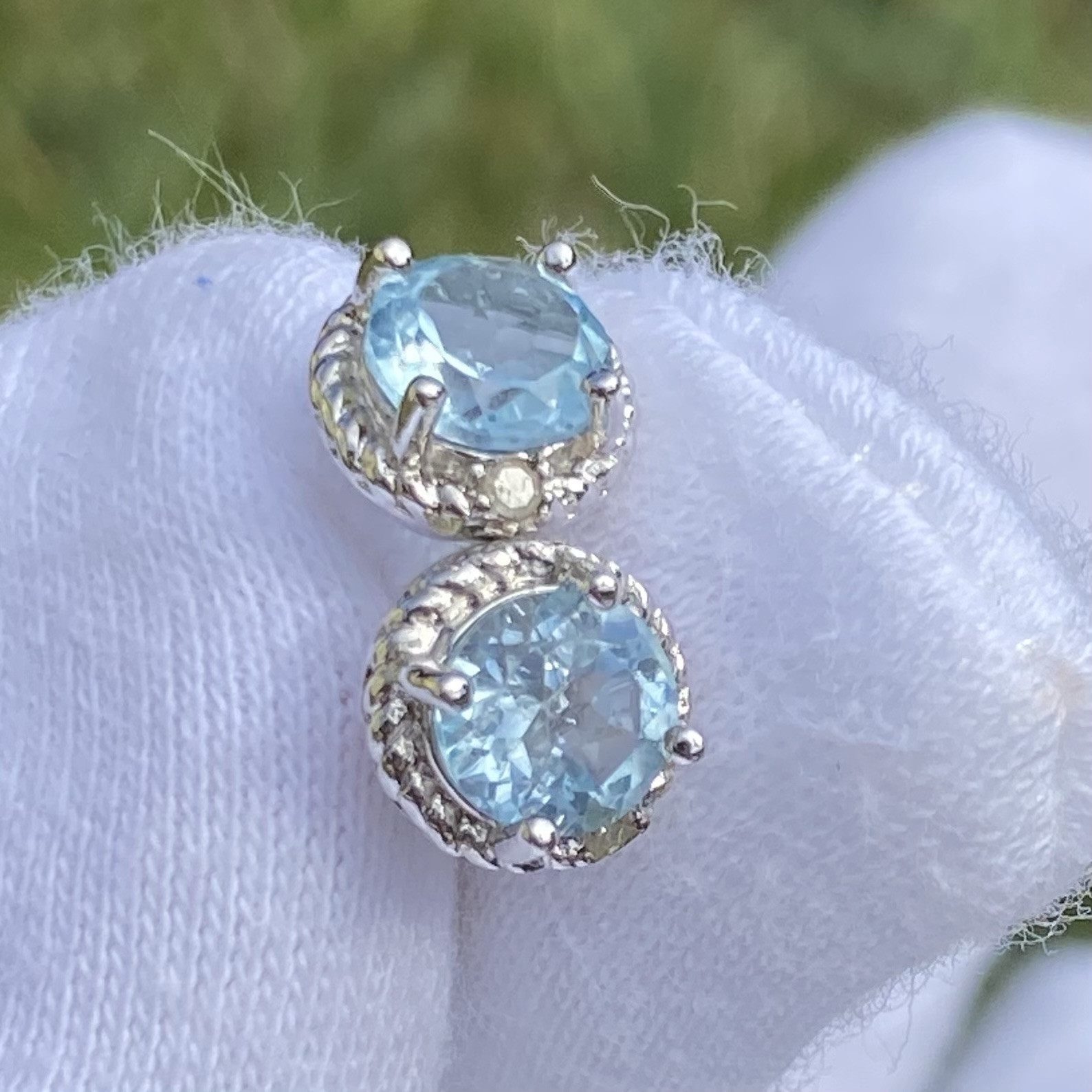 Dee Berkley DBJ Sterling Silver 925 & Blue Topaz Stud Earrings