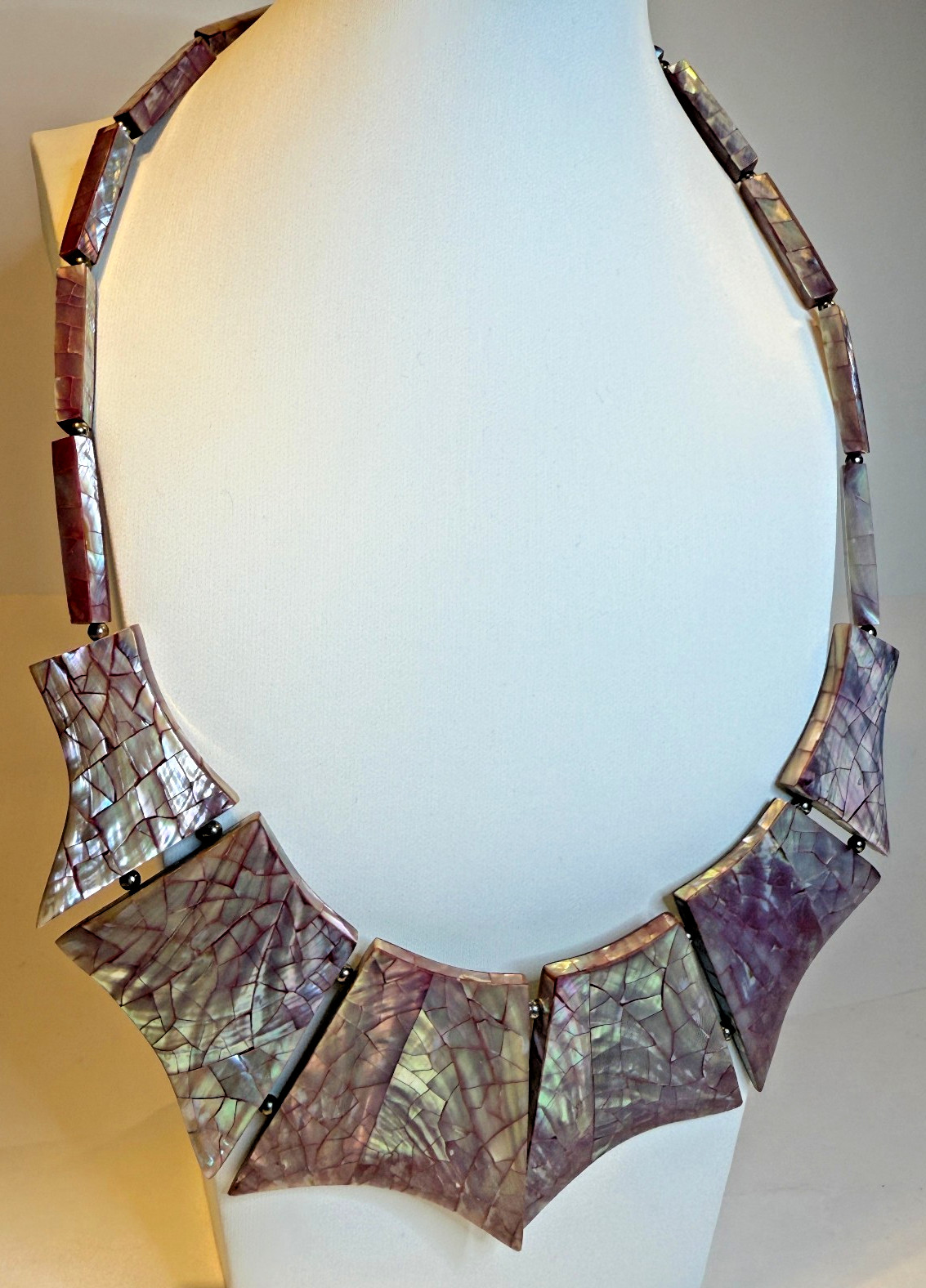 vtg Diana Marco Pink Dragon Scale Choker 18″ bib Necklace