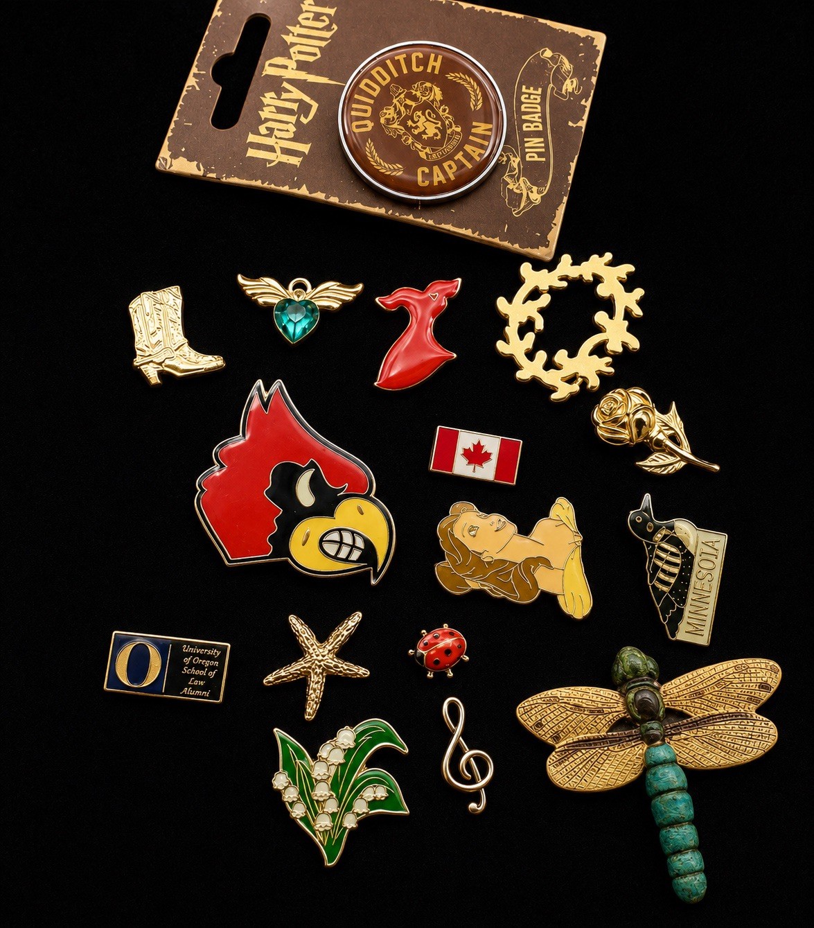Vintage Enamel Pin Lot 15 Disney Harry Potter Dragonfly Ladybug Collectibles